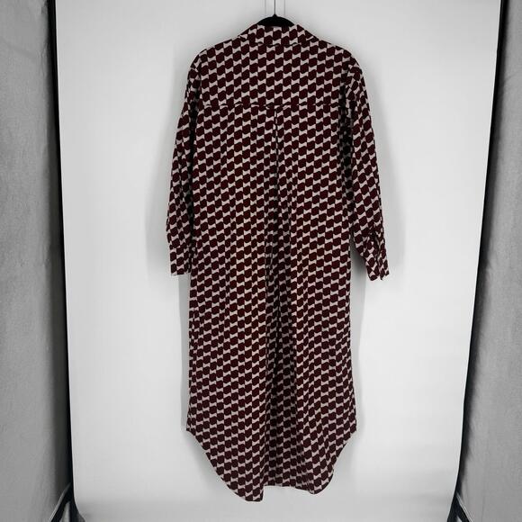 Anthropologie Maeve dress medium M brown printed long sleeve cotton shirt office - Picture 6 of 6